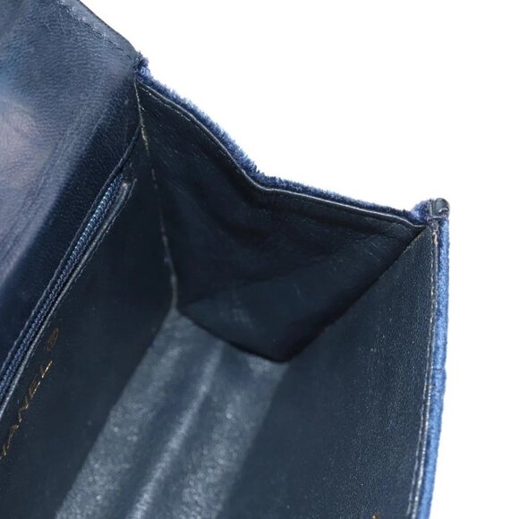 CHANEL Camellia Matelasse Flap Chain Bag Velor Navy Gold CC Auth bs29963V - Picture 10 of 16